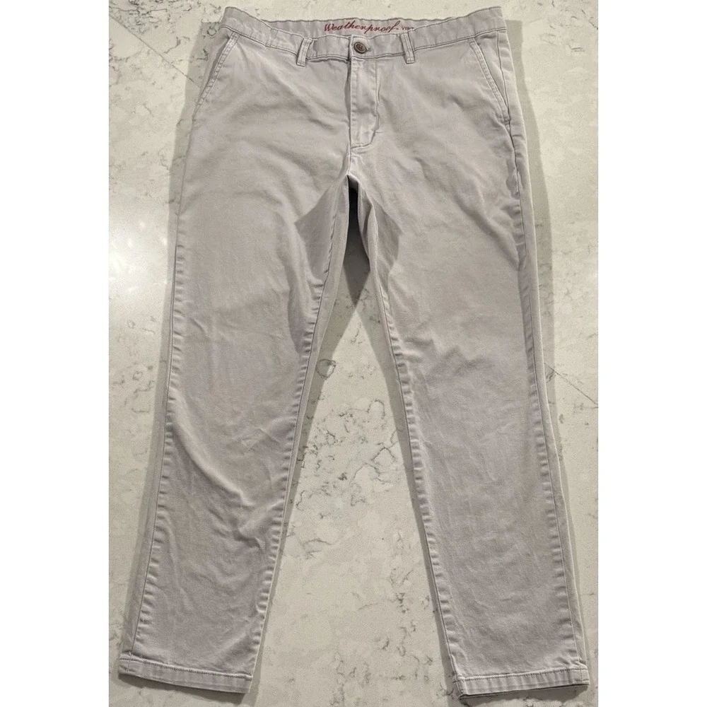 Weatherproof Vintage Pants Mens 32x30 Light Gray Cotton Stretch Smart Casual